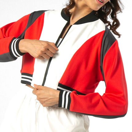 Women's Custom Color Block Crop Top Jacket Stylish Design