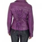 Women’s Purple Faux Leather Moto Biker Jacket