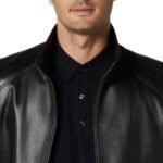 Men's Black Sleek Leather Jacket Design with Modern Fit - Image 2