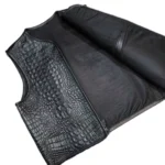 Men's Black Crocodile Embossed Leather vest