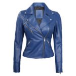 Women's New Fashion Leather Jacket Breathable Side Zipper Closure Solid Color Nylon Lining - Image 4