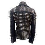 Edgy Women’s Genuine Leather Jacket – Black Punk Biker Style with Studs & Spikes write