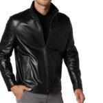 Men's Black Sleek Leather Jacket  Design with Modern Fit