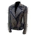 Edgy Women’s Genuine Leather Jacket – Black Punk Biker Style with Studs & Spikes - Image 2