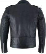 Classic Black Leather Biker Jacket with Silver Hardware - Image 3