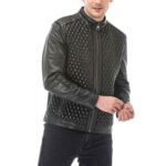 Men's Black Quilted Leather Jacket  Stylish and Modern Design