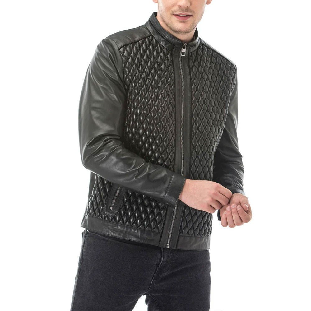 Men's Black Quilted Leather Jacket Stylish and Modern Design Men's Black Quilted Leather Jacket Stylish and Modern Design