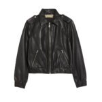 Women's Classic Black Genuine Leather Bomber Jacket