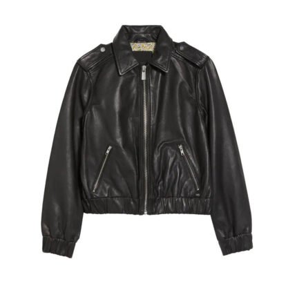 Women's Classic Black Genuine Leather Bomber Jacket