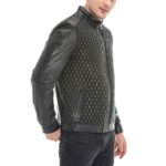 Men's Black Quilted Leather Jacket Stylish and Modern Design - Image 5