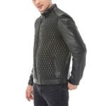 Men's Black Quilted Leather Jacket Stylish and Modern Design - Image 4