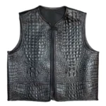 Men's Black Crocodile Embossed Leather vest