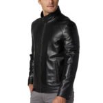 Men's Black Sleek Leather Jacket Design with Modern Fit - Image 5