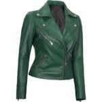 Women's New Fashion Leather Jacket Breathable Side Zipper Closure Solid Color Nylon Lining - Image 2
