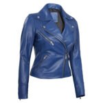 Women's New Fashion Leather Jacket Breathable Side Zipper Closure Solid Color Nylon Lining - Image 5