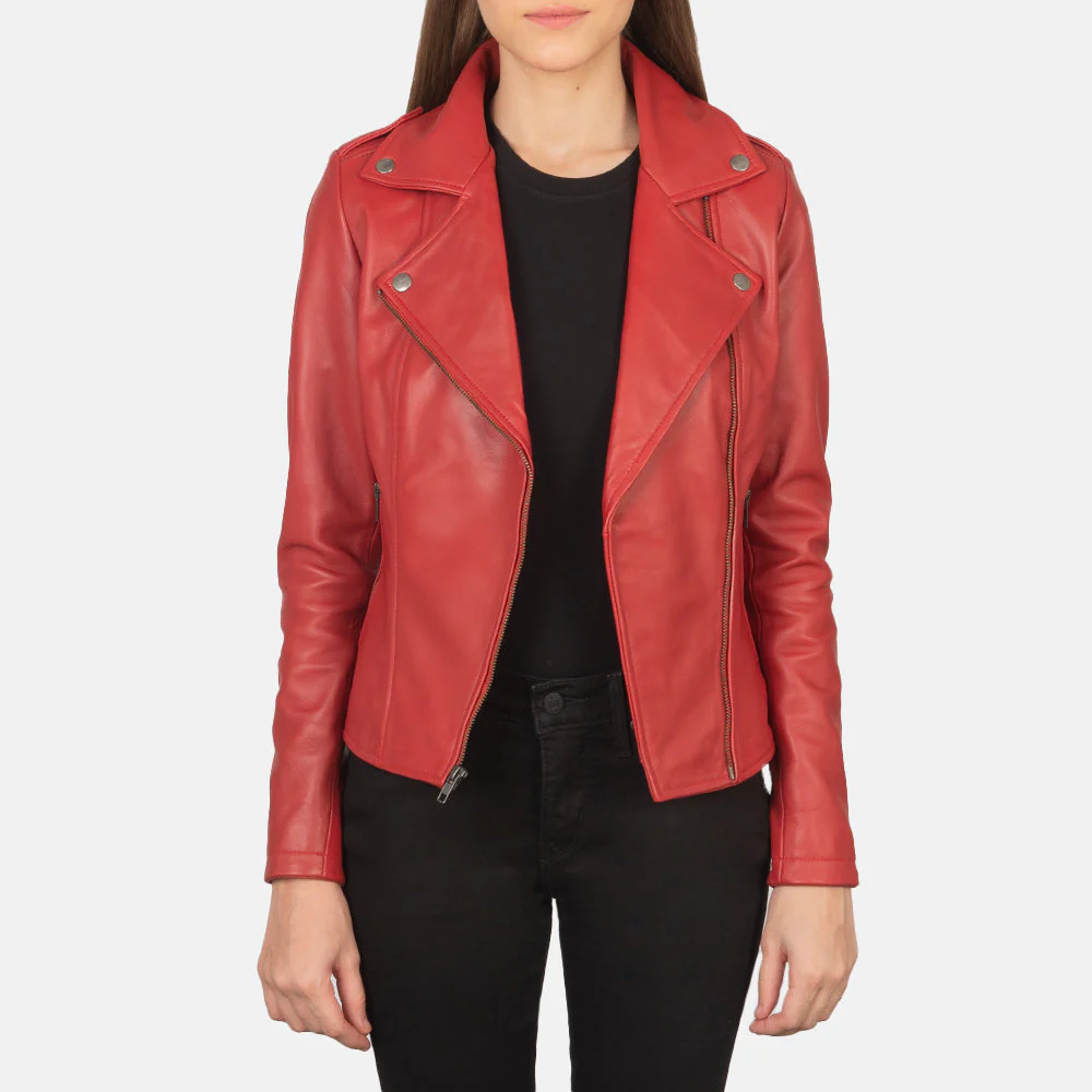 Red Leather Biker Jacket