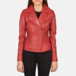 Red Leather Biker Jacket - Image 2
