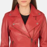 Red Leather Biker Jacket - Image 4