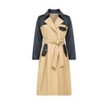 women Long Luxury Trench Coats Wholesale Designer Unique PU Leather Patchwork