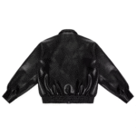 Men’s Black Leather Bomber Jacket  Classic Collared Design 