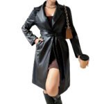 High Quality Ladies Pu Leather Trench Coat New Design for women