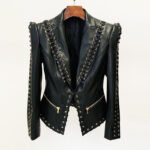 Women’s Black Faux Leather Lace-Up Moto Jacket