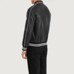 Cooper Black Leather Varsity Jacket