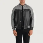 Black & Grey Leather Varsity Jacket