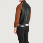 Black & Brown Leather Varsity Jacket - Image 5