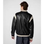 Men’s White Stripped Leather Varsity Jacket