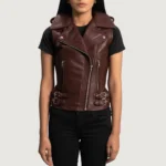 Maroon Leather Biker Vest