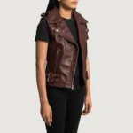 Maroon Leather Biker Vest
