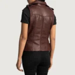 Maroon Leather Biker Vest - Image 3