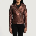 Maroon Leather Biker Jacket