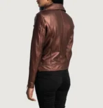 Maroon Leather Biker Jacket