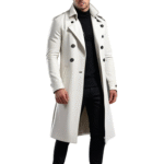 Mens Soft Leather Trench Coat Handmade White Winter Coat