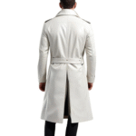 Mens Soft Leather Trench Coat Handmade White Winter Coat