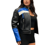Handcrafted Leather Biker Jacket Women's Cropped Moto Racing Style - Image 2