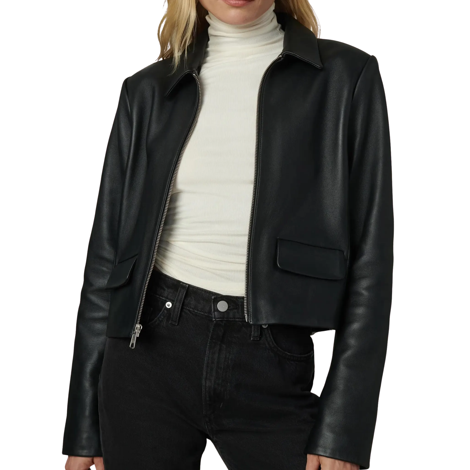 Black Cropped Faux Leather Jacket Women45824.831 Black Cropped Faux Leather Jacket Women
