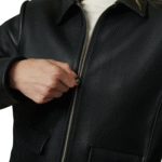 Black Cropped Faux Leather Jacket Women - Image 3