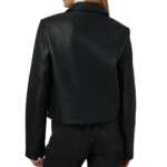 Black Cropped Faux Leather Jacket Women