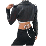 Customized Women's Lambskin leather Cropped Jacket Leather Celebrity Cropped Jacket