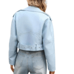 Women's Cropped Sheepskin Leather Jacket Erdem Stylish Belted Short