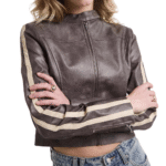 Women's Real Leather Jacket Moto Style Cropped Fit Handmade Biker