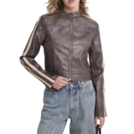 Women's Real Leather Jacket Moto Style Cropped Fit Handmade Biker - Image 2
