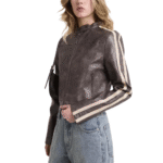 Women's Real Leather Jacket Moto Style Cropped Fit Handmade Biker - Image 3