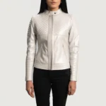 Silver Quilted Leather Biker Jacket