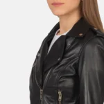 Black Leather Biker Jacket - Image 2