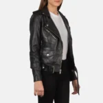 Black Leather Biker Jacket - Image 4