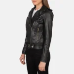 Black Leather Biker Jacket - Image 3